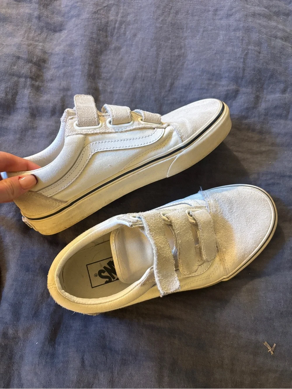 Vans Kids Beige Suede Velcro Sneakers